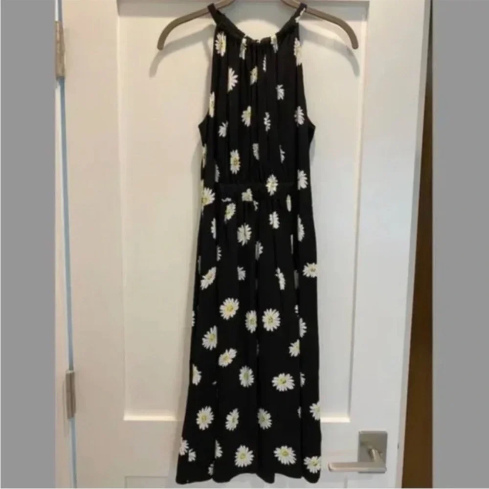 Black Daisy Floral Kate Spade High Neck Midi Sleeveless Dress [Size 2]